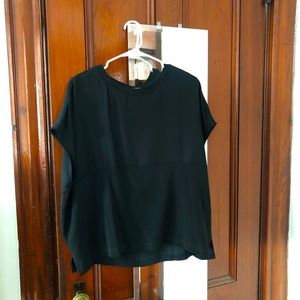 Grana drop shoulder silk contrast tee blouse